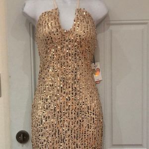 Sequins halter champaigne dress( s)🌹